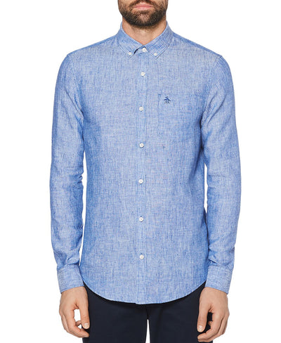 Original Penguin Linen Slim Fit Button-down Shirt Surf The Web