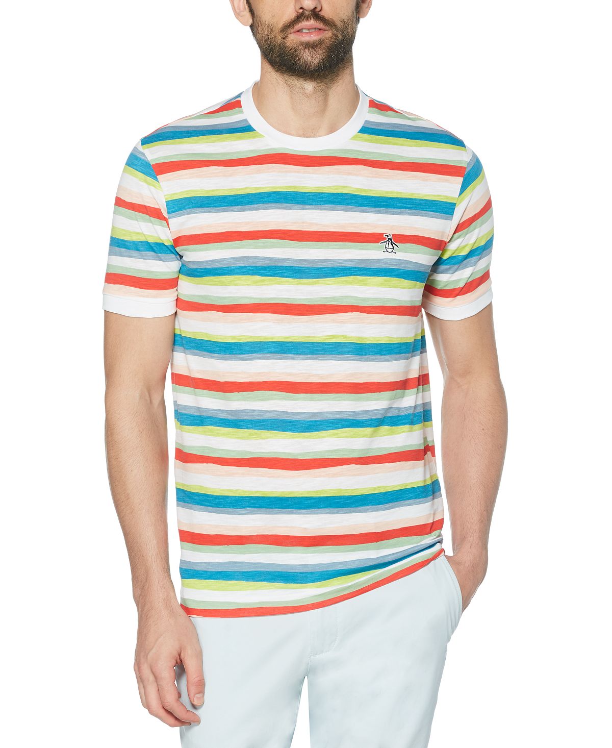 Original Penguin Painters Stripe T-shirt Bright White