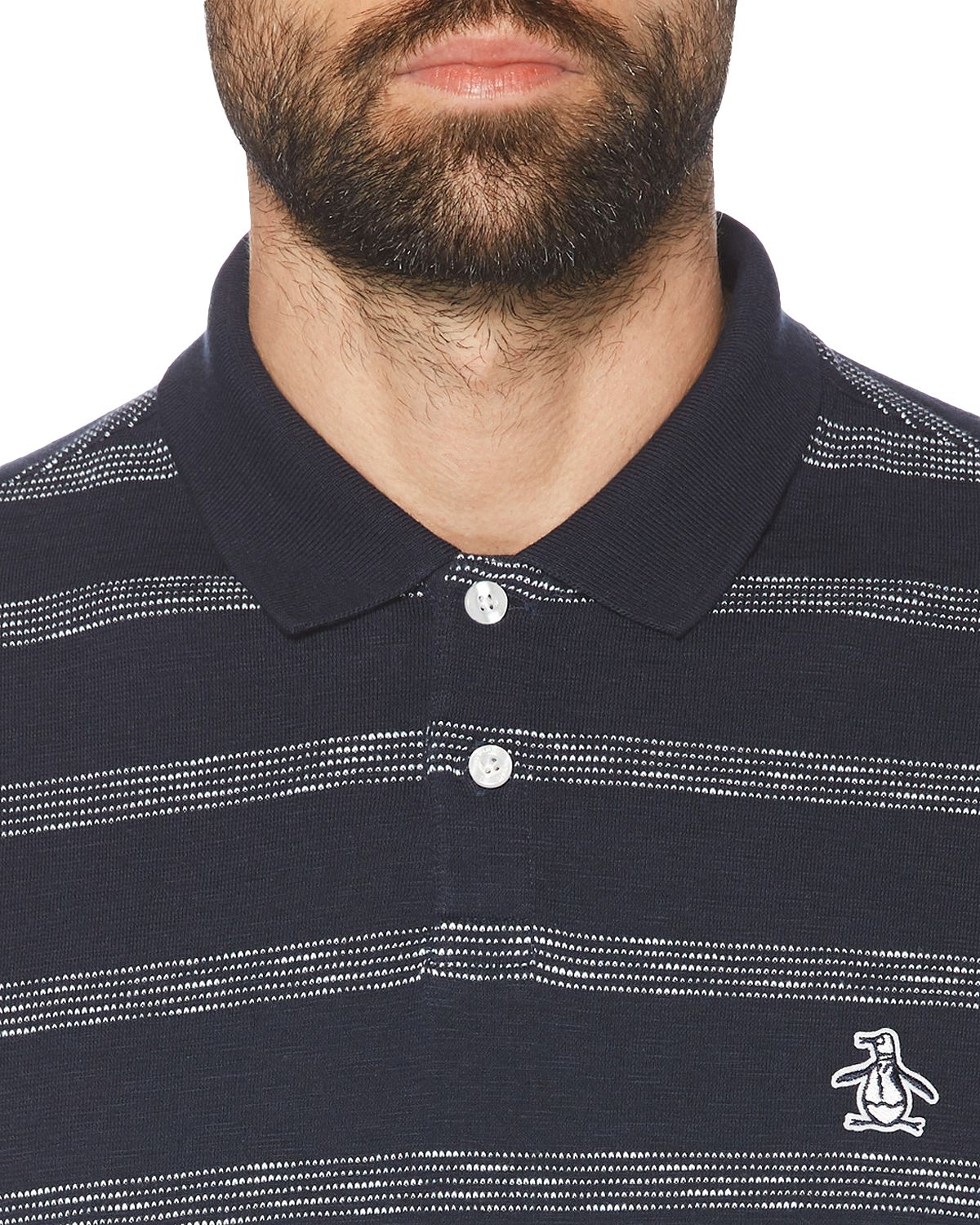 Original Penguin Paisley Fill Pete Slim Fit Polo Shirt Dark Sapphire