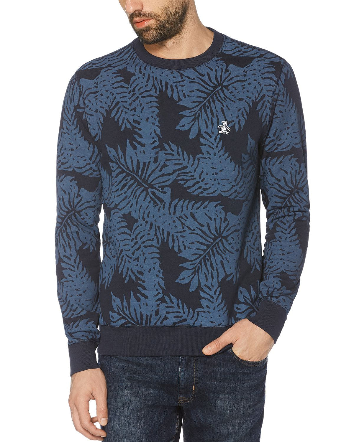 Original Penguin Palm Graphic Logo Sweatshirt Dark Sapphire