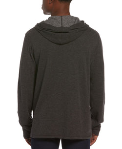 Original Penguin Reversible Knit Hooded Sweater Dark Charcoal Heather thumbnail 2
