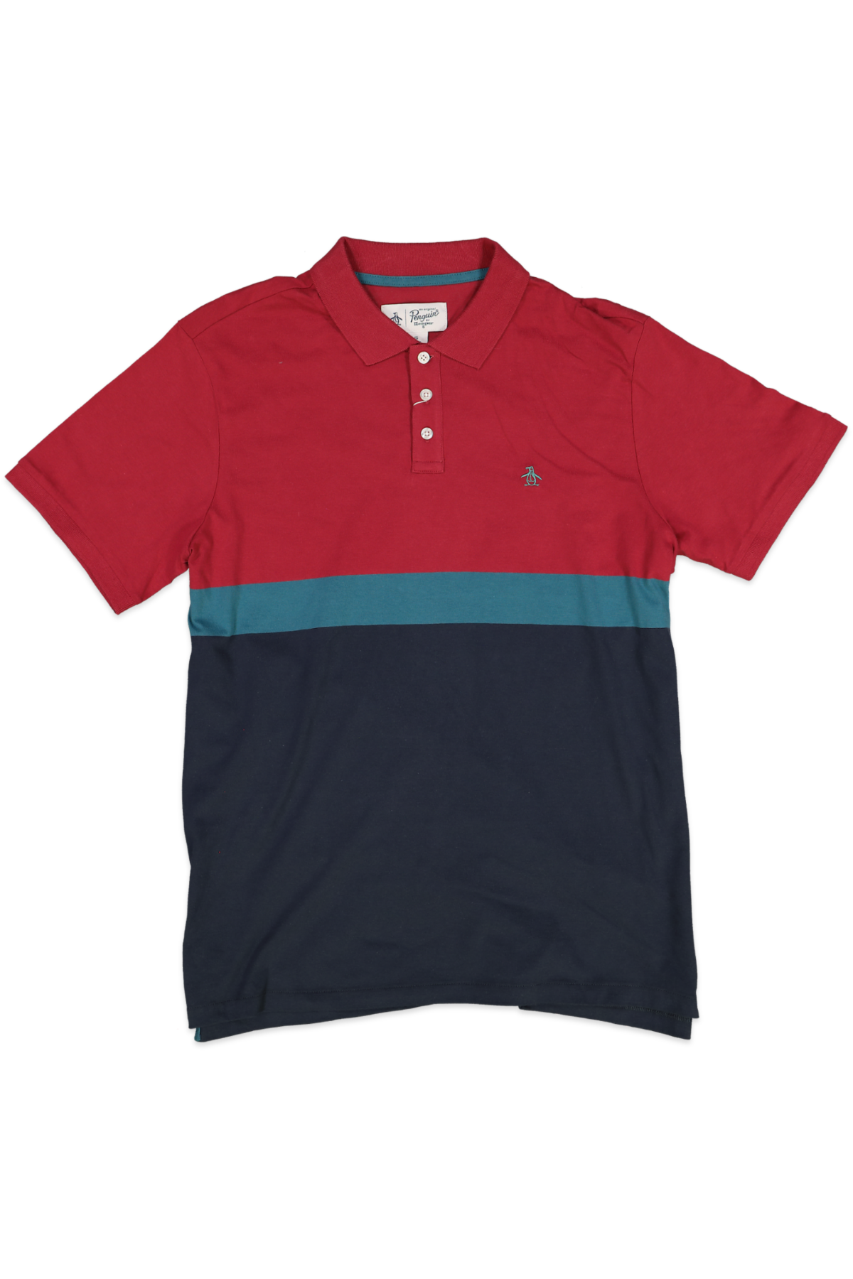 Original Penguin Short Sleeve Colorblock Polo Biking Red