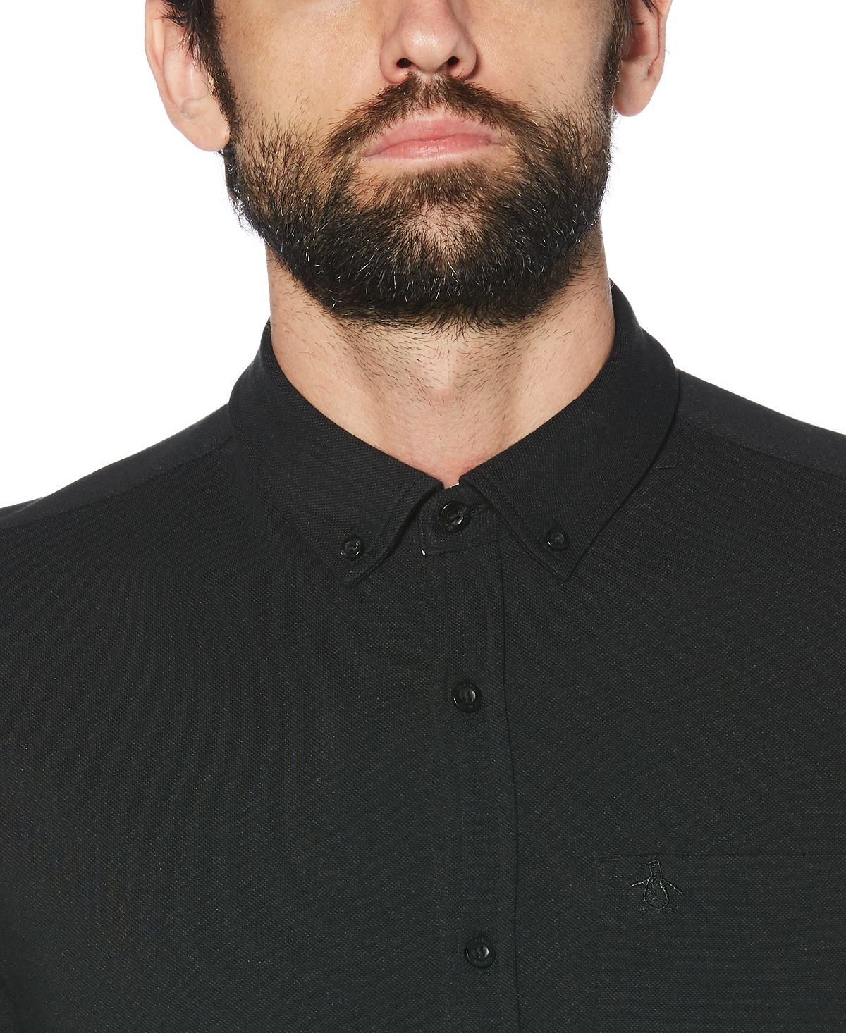 Original Penguin Slim-fit Button-front Shirt True Black