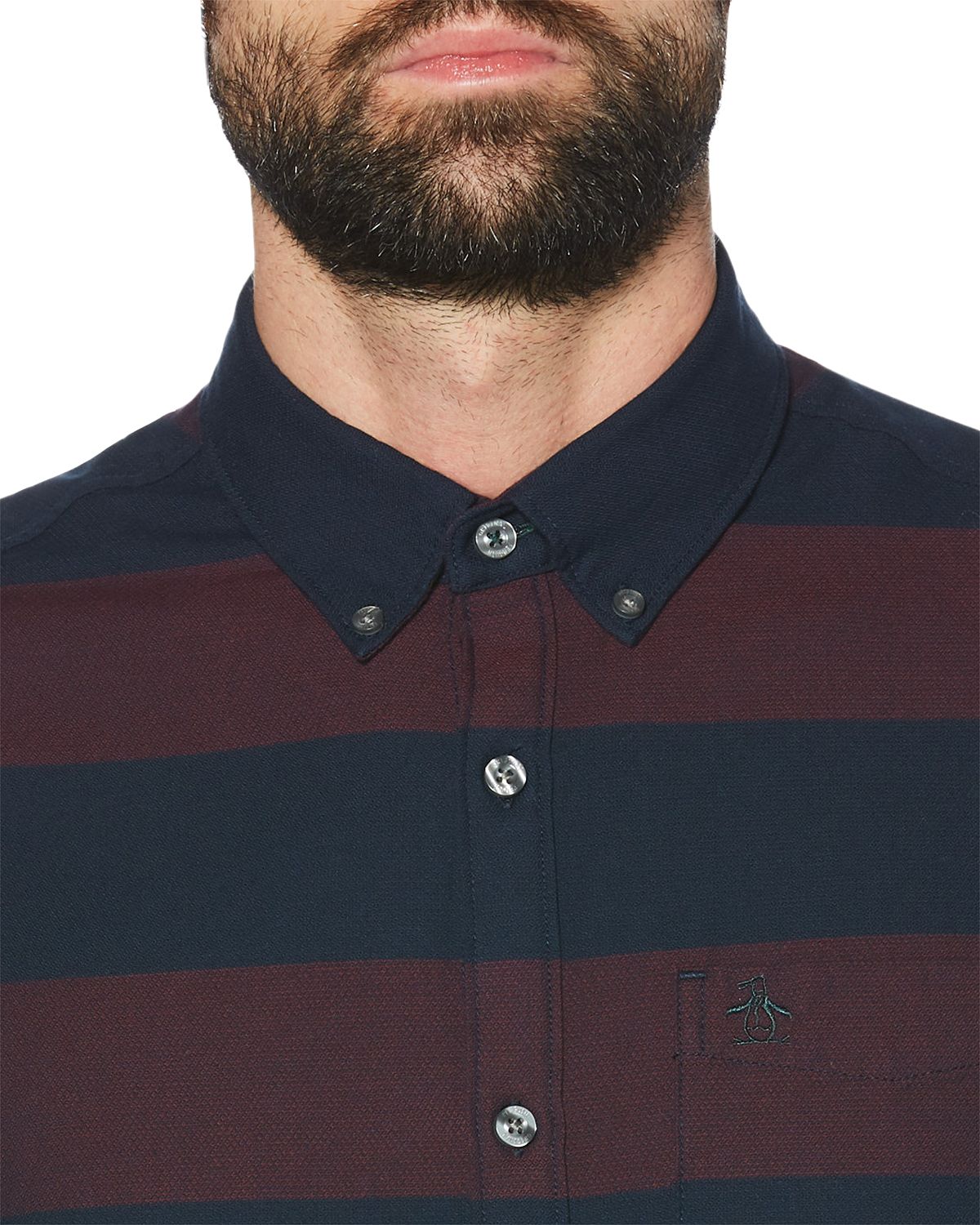 Original Penguin Striped Dobby Oxford Slim Fit Button-down Shirt Tawny Port