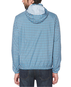 Original Penguin Tattersall Check Water-resistant Windbreaker With Zip-out Hood Dark Sapphire thumbnail 3