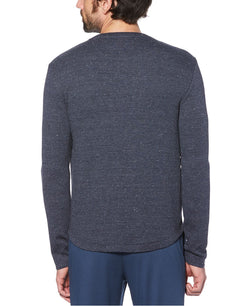 Original Penguin Waffle Henley Long Sleeve T-shirt Dark Sapphire thumbnail 2
