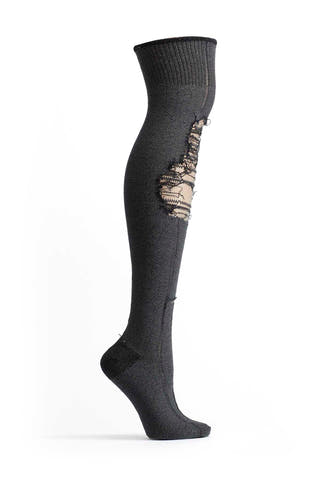 Ozone Black Tatters Over the Knee Sock