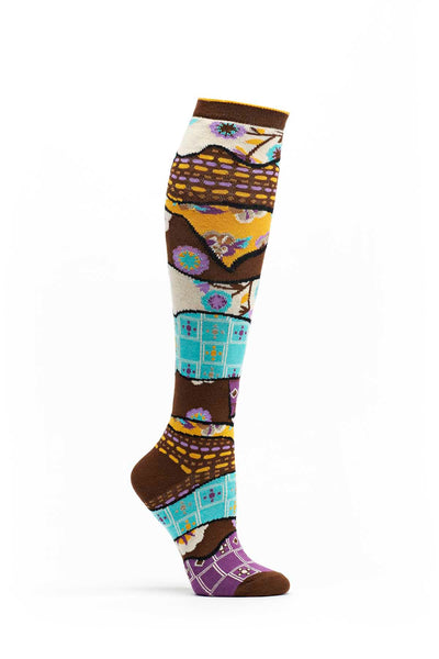 Ozone Brown Quilt Pile Knee High Sock