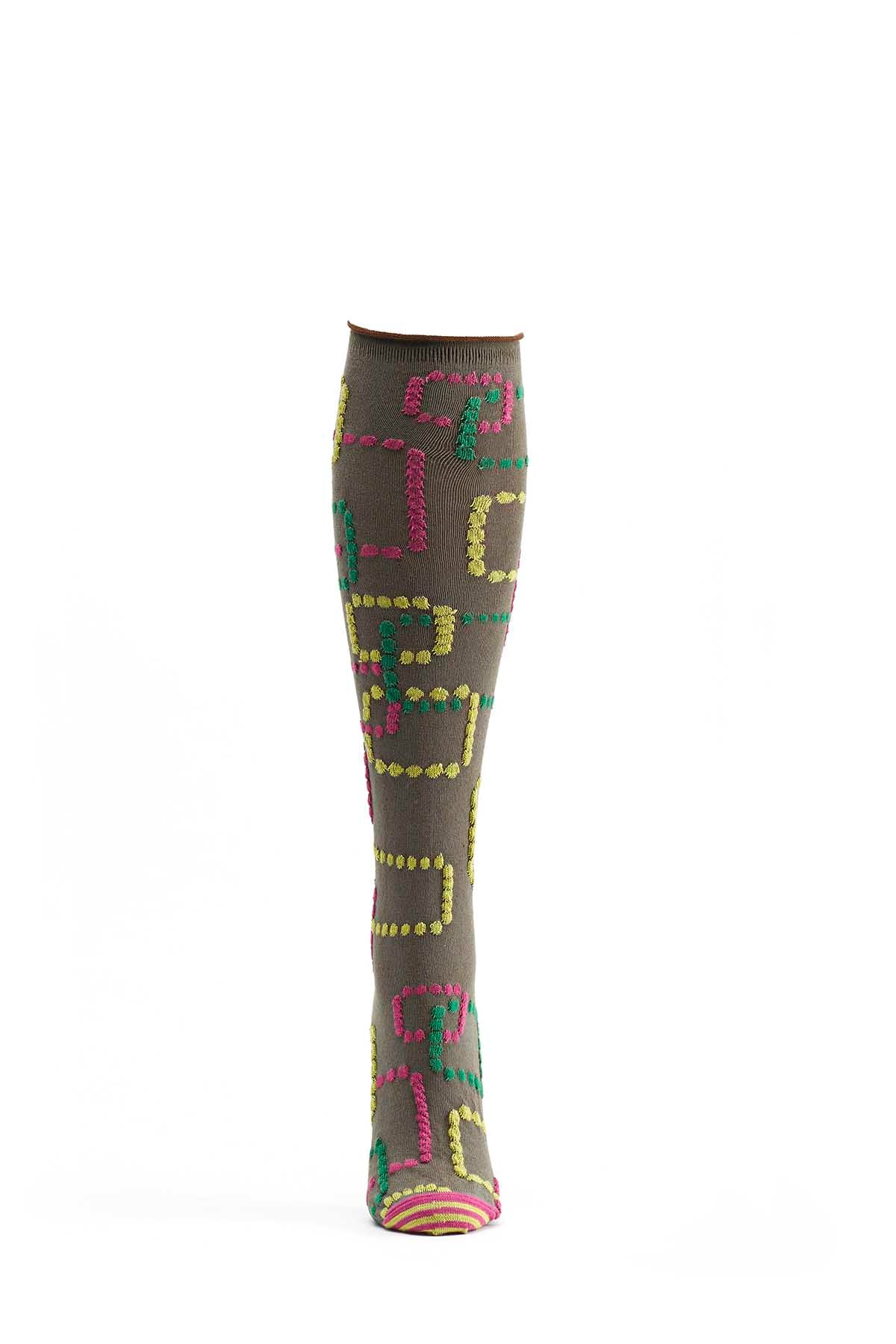 Ozone Brown Retro Gaming Knee High Sock
