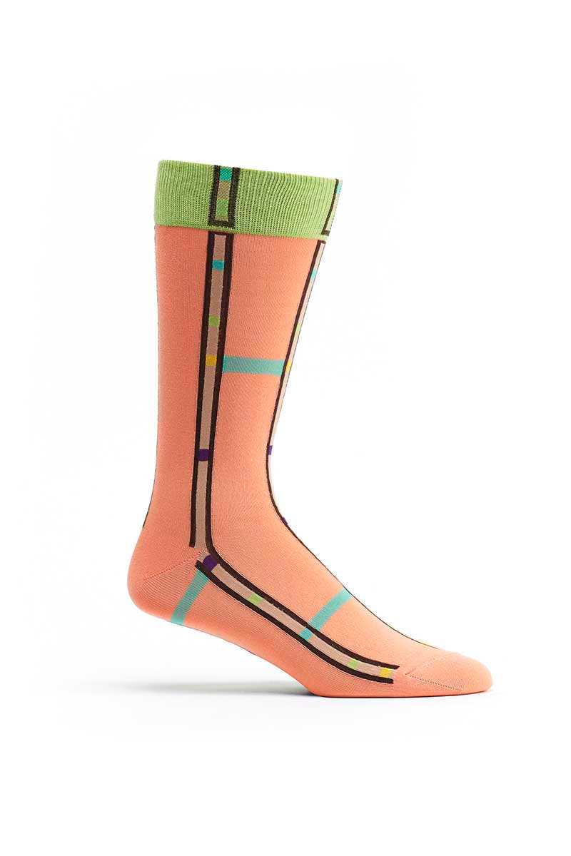 Ozone Coral Mondrian Stripe Crew Sock