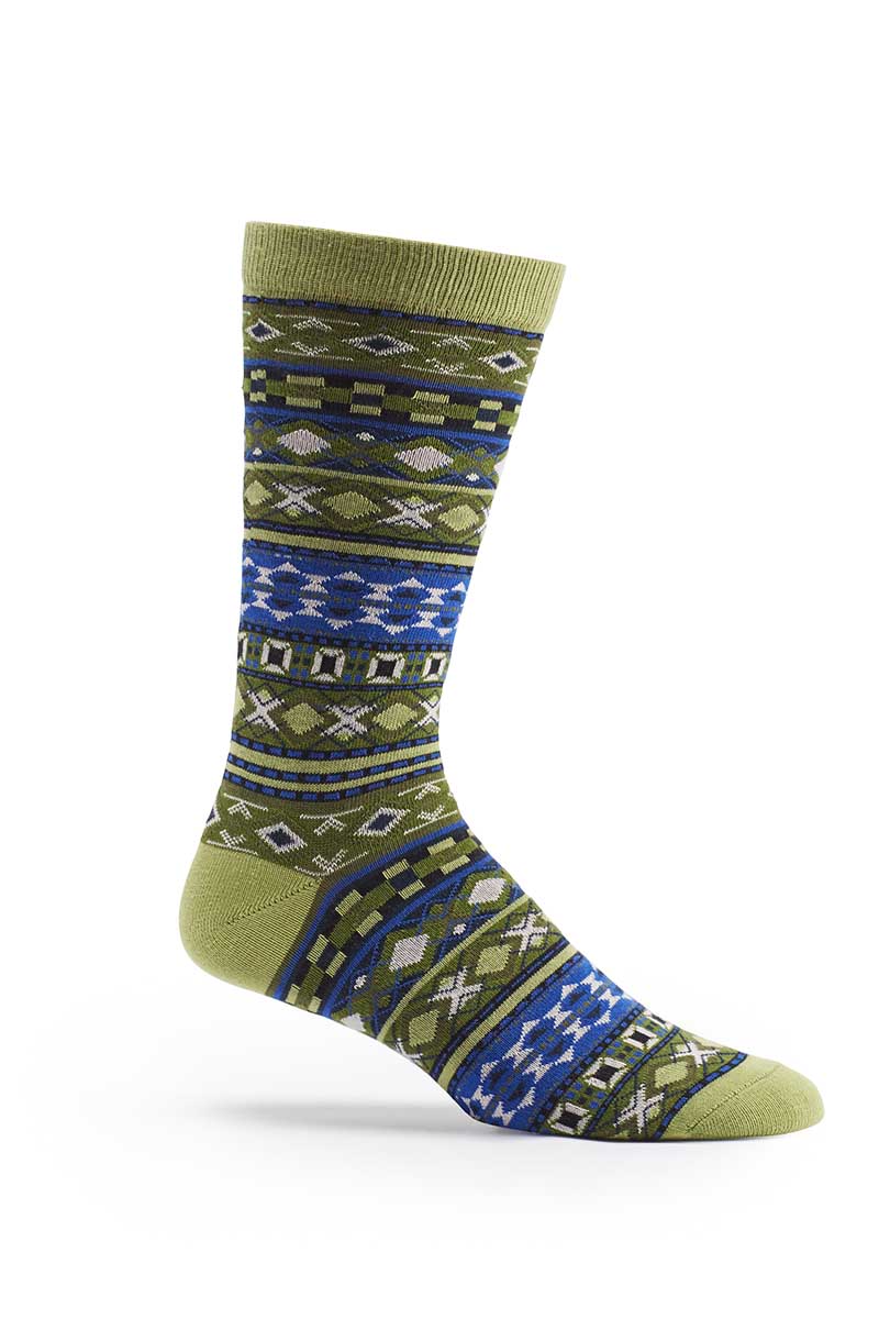 Ozone Green Fair Isle Crew Sock