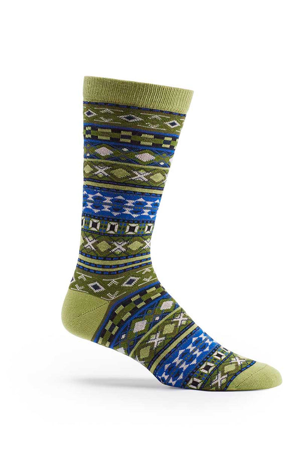 Ozone Green Fair Isle Crew Sock