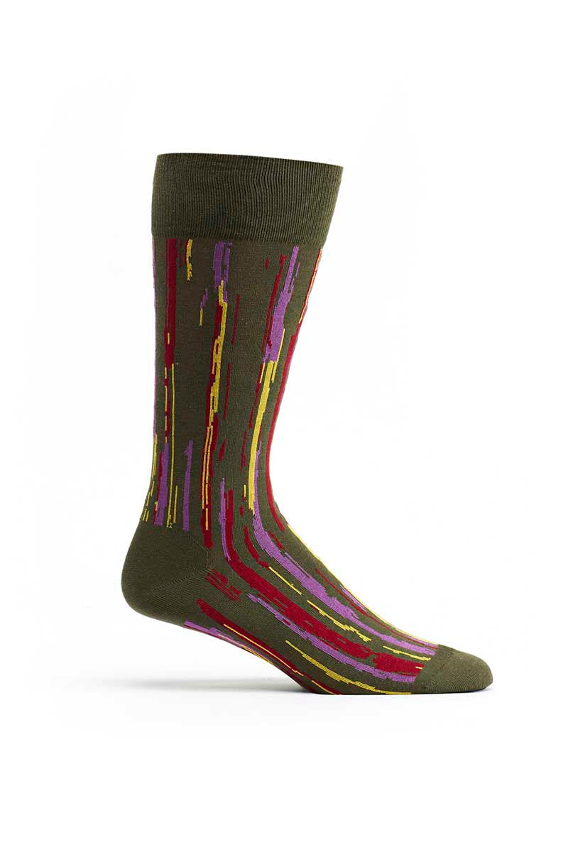 Ozone Green Stripe Overlap Crew Sock