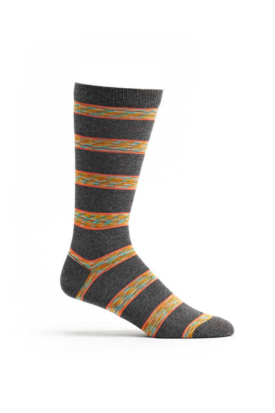 Ozone Grey Space Dye Stripe Crew Sock