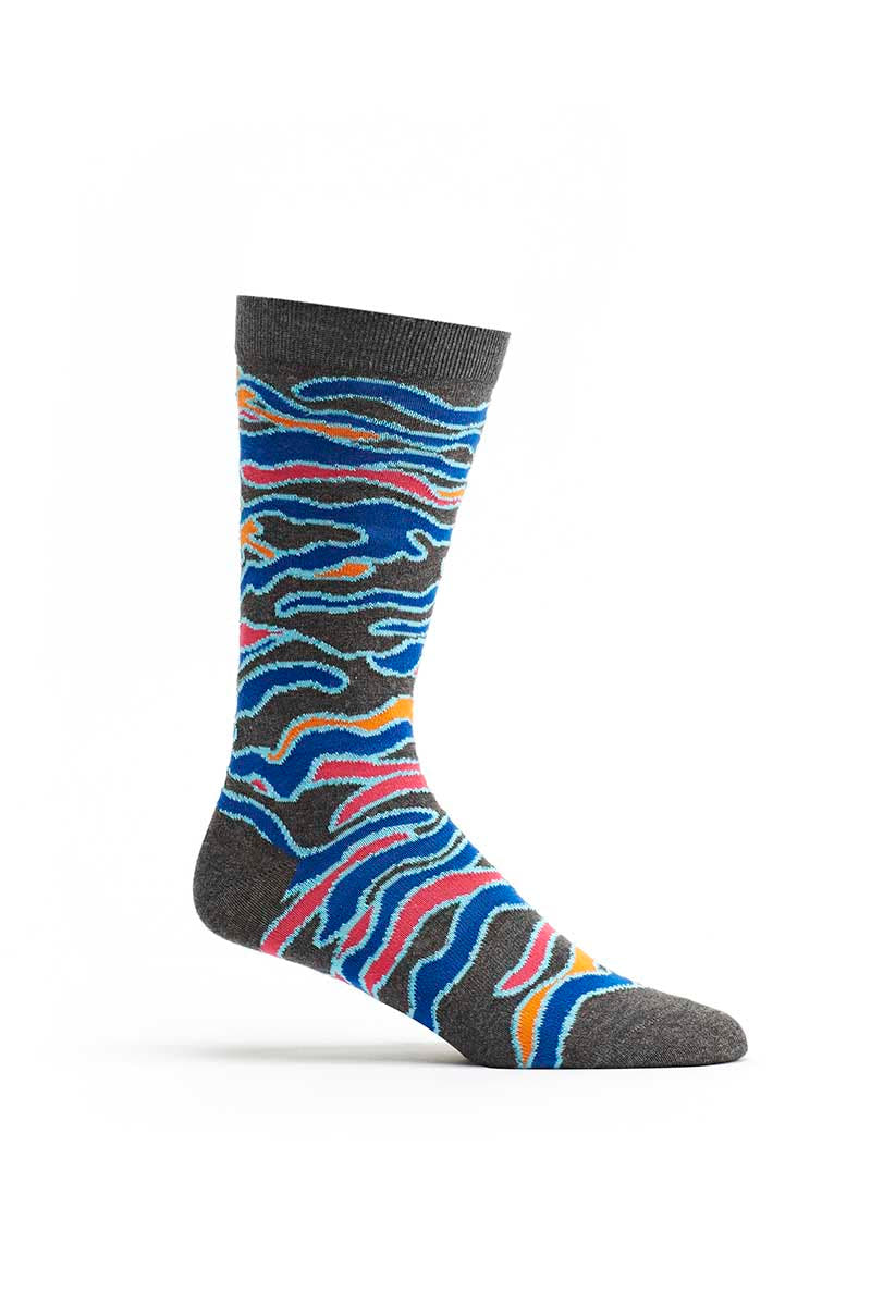 Ozone Grey Waves Crew Sock