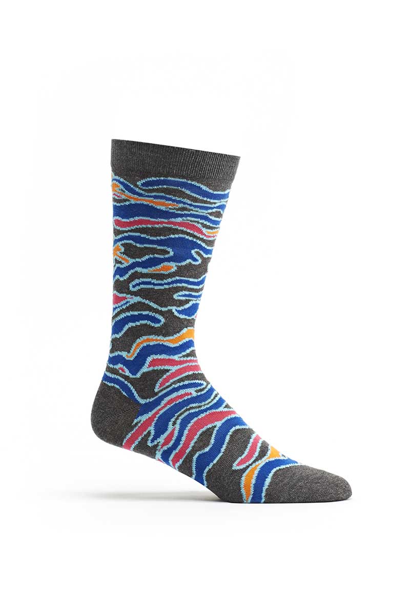 Ozone Grey Waves Crew Sock