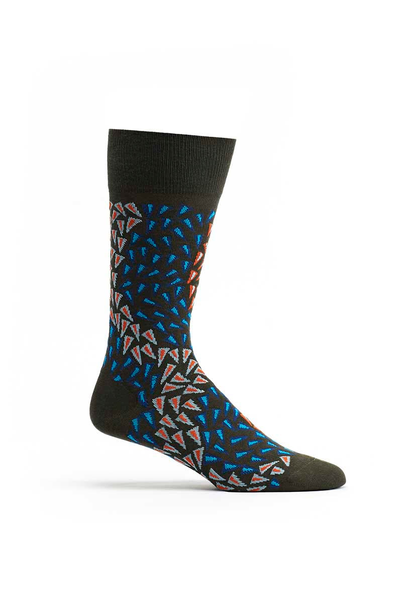 Ozone Grey Wavy-Printed Crew Sock