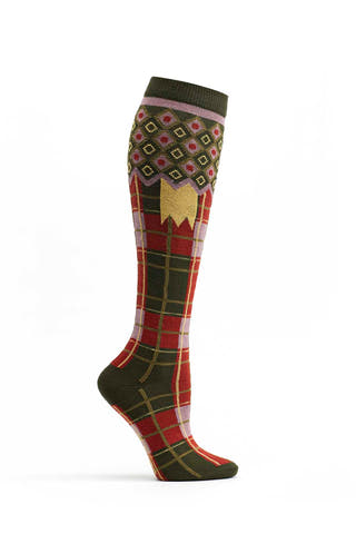 Ozone Khaki Laith Plaid Knee High Sock