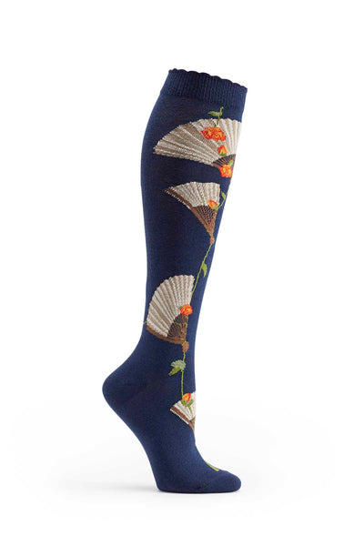 Ozone Navy Eventail Knee High Sock