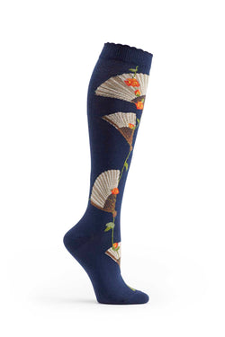 Ozone Navy Eventail Knee High Sock thumbnail 1
