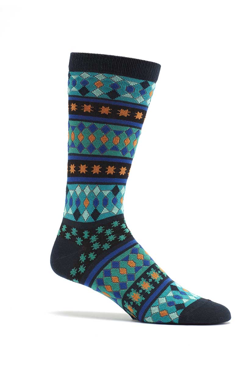 Ozone Navy Moroccan Stars Crew Sock