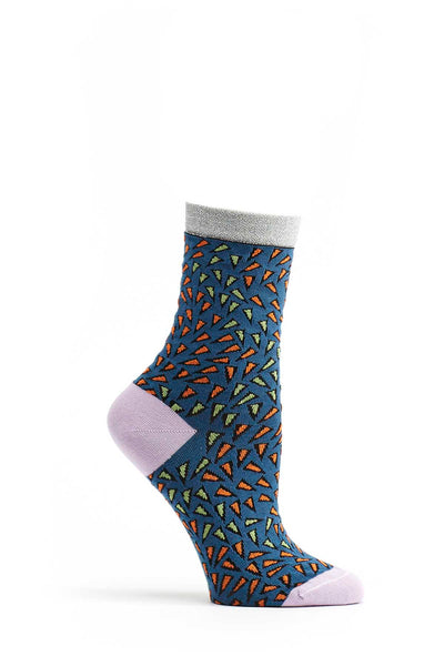 Ozone Navy Wavy-Printed Sock