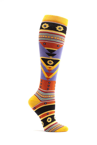 Ozone Orange Tribal Triangles Knee High Sock