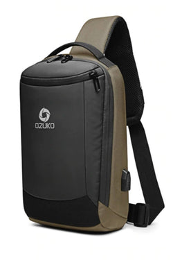 Ozuko Army-Green Waterproof Crossbody Single Shoulder Bag thumbnail 1
