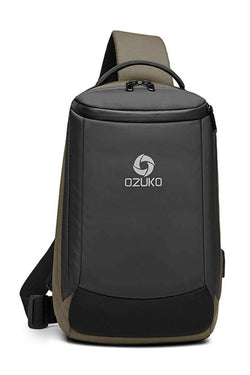 Ozuko Army-Green Waterproof Crossbody Single Shoulder Bag thumbnail 2