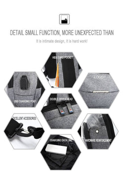 Ozuko Black USB-Charging Crossbody Tablet Backpack-Bag thumbnail 3