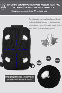 Ozuko Black USB-Charging Crossbody Tablet Backpack-Bag thumbnail 2