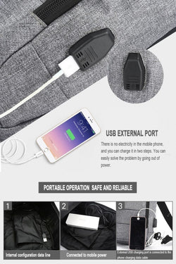 Ozuko Black USB-Charging Crossbody Tablet Backpack-Bag thumbnail 4
