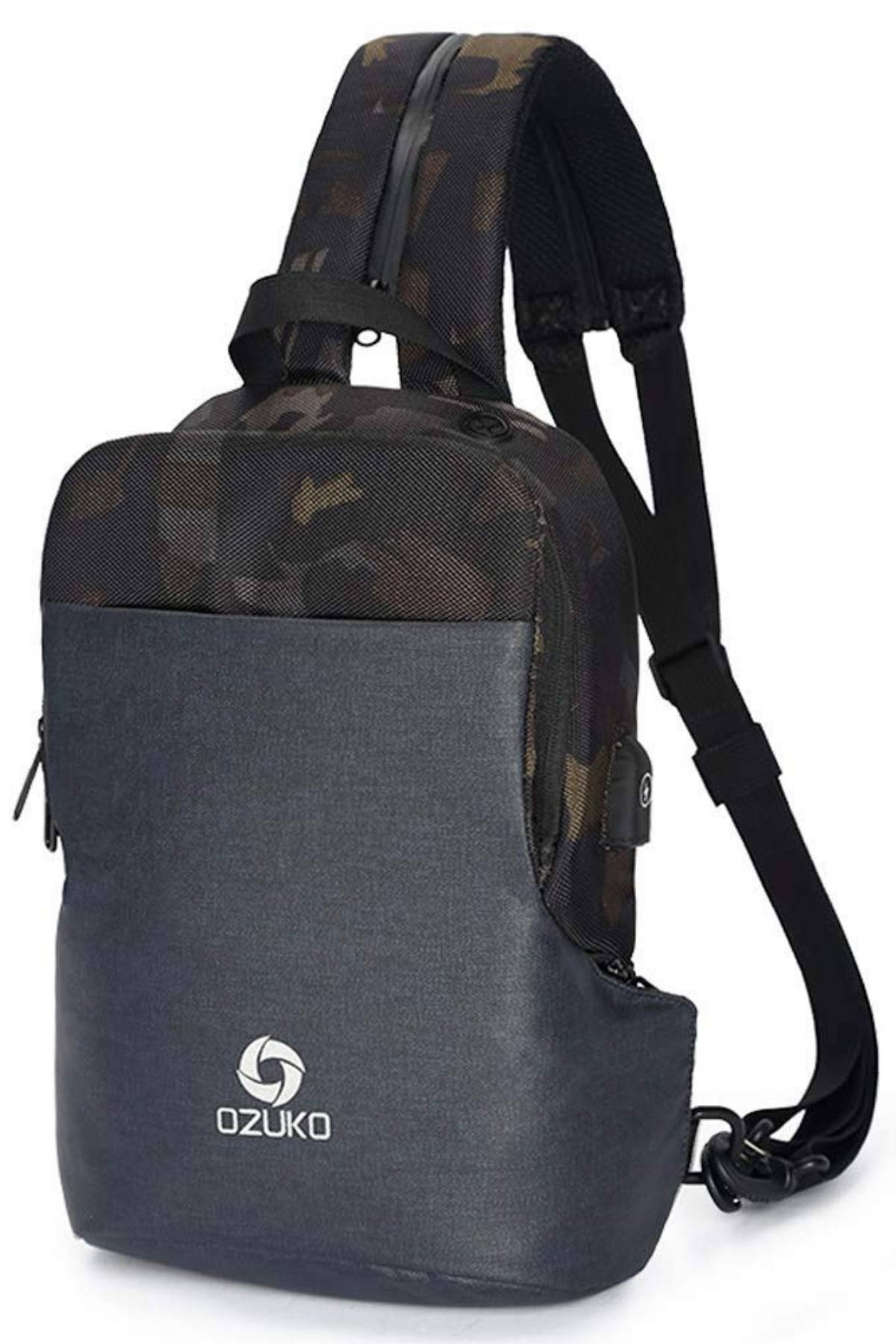 Ozuko Camo-Print USB-Charging Multifunction Crossbody Backpack-Bag