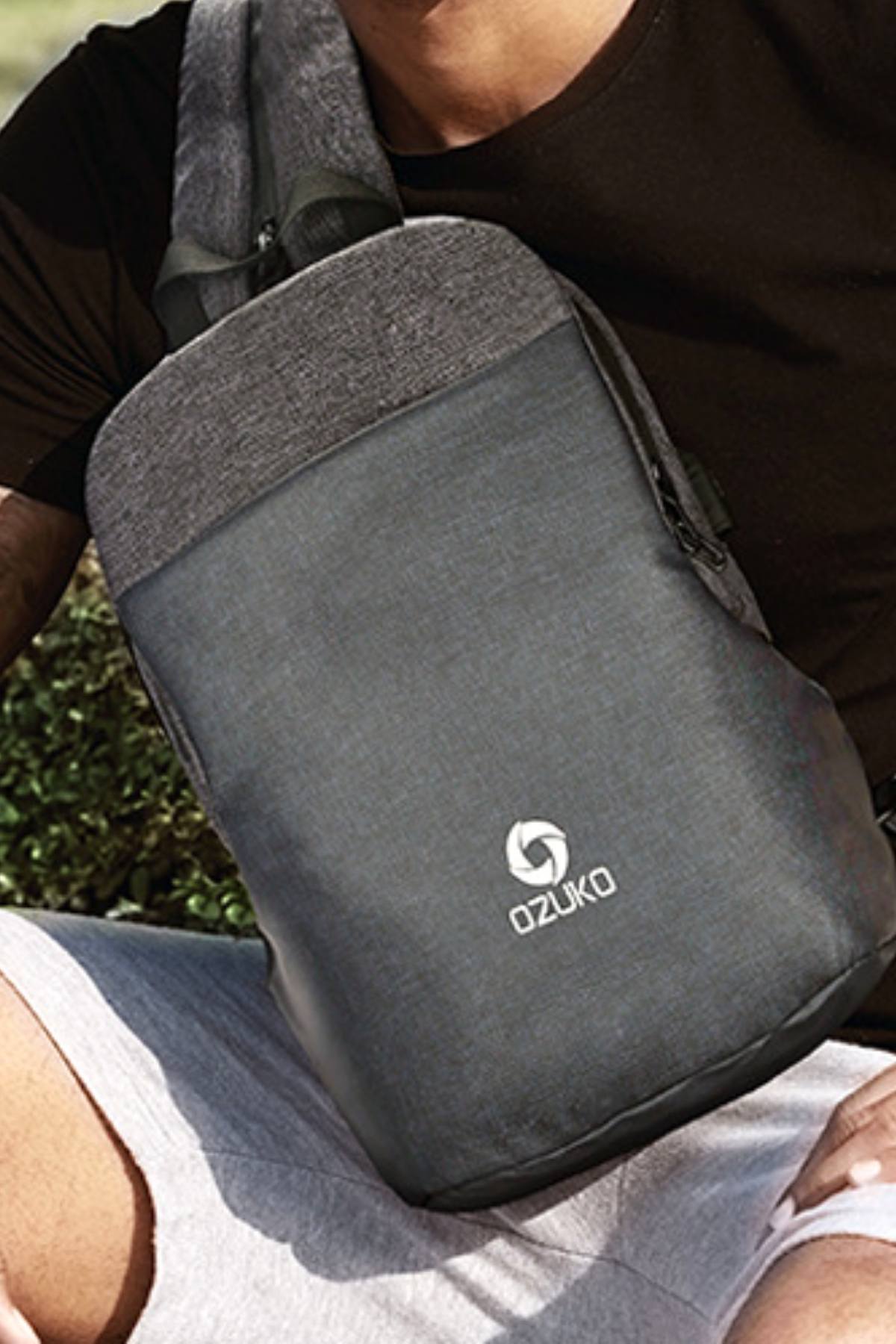 Ozuko Camo-Print USB-Charging Multifunction Crossbody Backpack-Bag