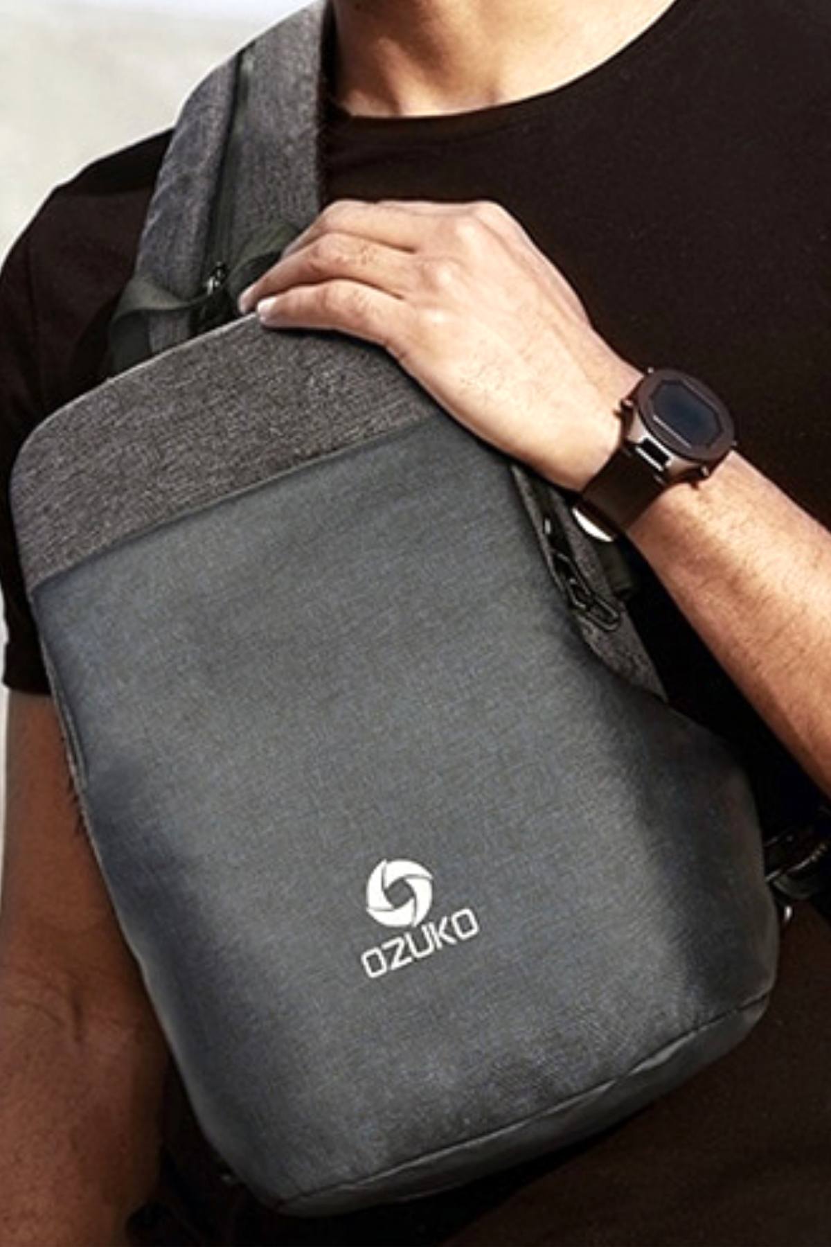 Ozuko Camo-Print USB-Charging Multifunction Crossbody Backpack-Bag