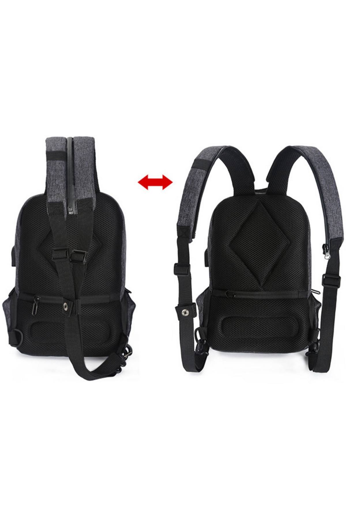 Ozuko Camo-Print USB-Charging Multifunction Crossbody Backpack-Bag