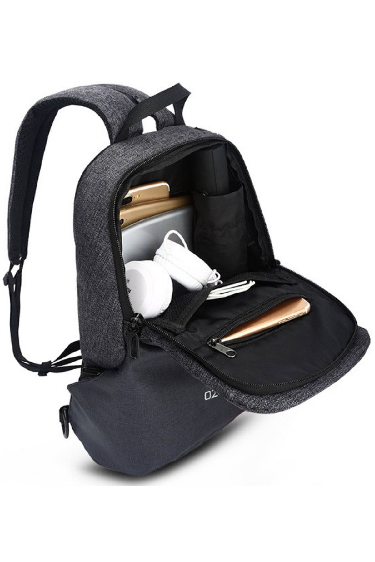 Ozuko Camo-Print USB-Charging Multifunction Crossbody Backpack-Bag