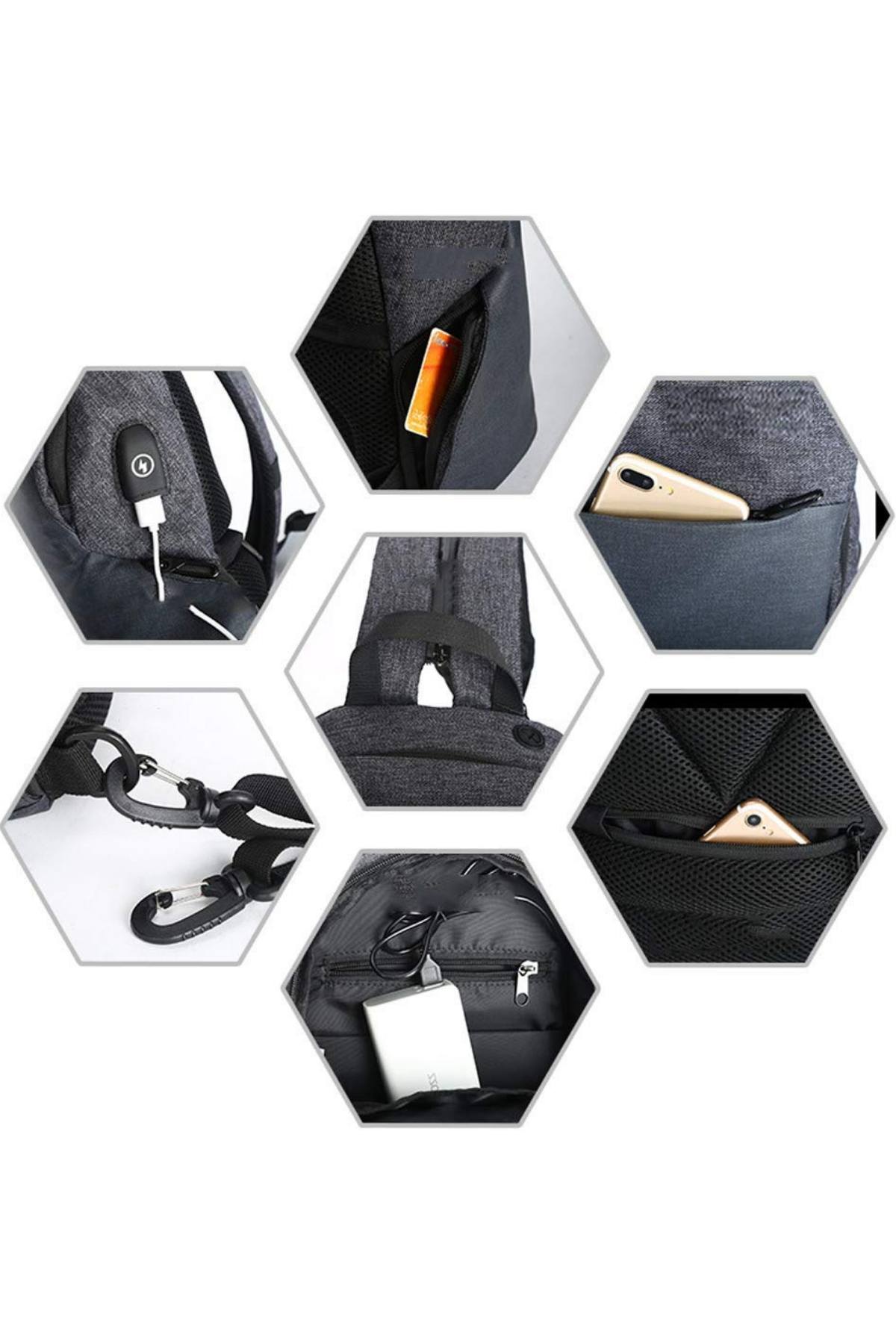 Ozuko Camo-Print USB-Charging Multifunction Crossbody Backpack-Bag