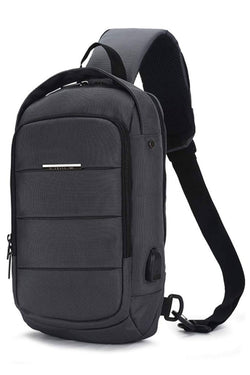 Ozuko Dark-Grey USB-Charging Crossbody Tablet Backpack-Bag thumbnail 1