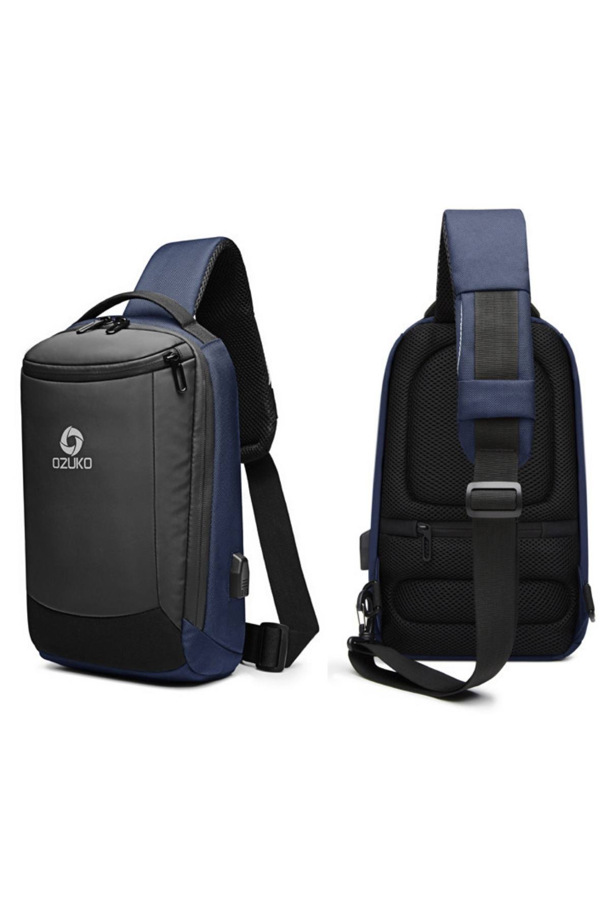 Ozuko Deep-Blue Waterproof Crossbody Single Shoulder Bag