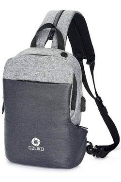 Ozuko Grey USB-Charging Multifunction Crossbody Backpack-Bag thumbnail 1