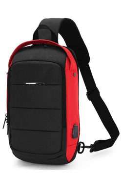 Ozuko Red/Black USB-Charging Crossbody Tablet Backpack-Bag thumbnail 1