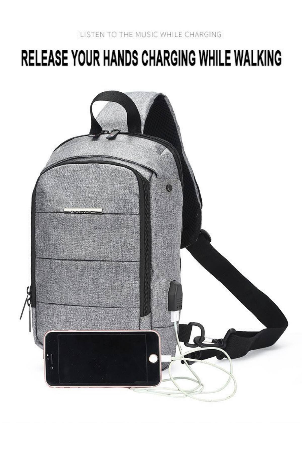 Ozuko Red/Black USB-Charging Crossbody Tablet Backpack-Bag