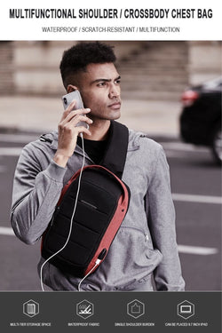 Ozuko Red/Black USB-Charging Crossbody Tablet Backpack-Bag thumbnail 2