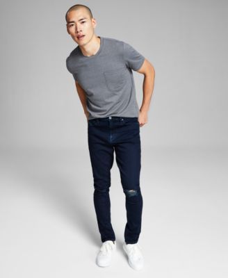 PB CONTEMPORARY/REVISE CLOTHING INC And Now This Mens Skinny-Fit Maximum Stret Overdye Dark Blue Wash 31x32 LT/PASBLUE