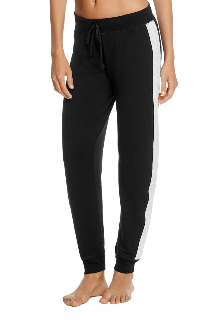 PJ Salvage Black/White Cable-Trim Jogger Pant