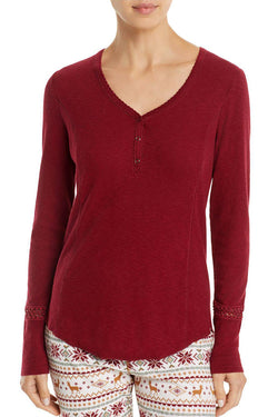 PJ Salvage Burgundy Long-Sleeve Modal Ribality Top thumbnail 1