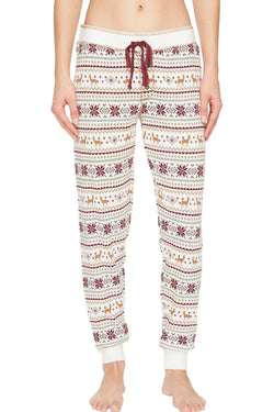 PJ Salvage Ivory/Fair-Isle Lost-in-Wonder Sleep Jogger thumbnail 1