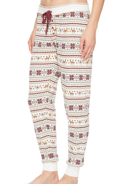 PJ Salvage Ivory/Fair-Isle Lost-in-Wonder Sleep Jogger thumbnail 2