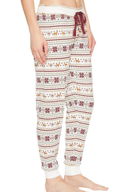 PJ Salvage Ivory/Fair-Isle Lost-in-Wonder Sleep Jogger thumbnail 4